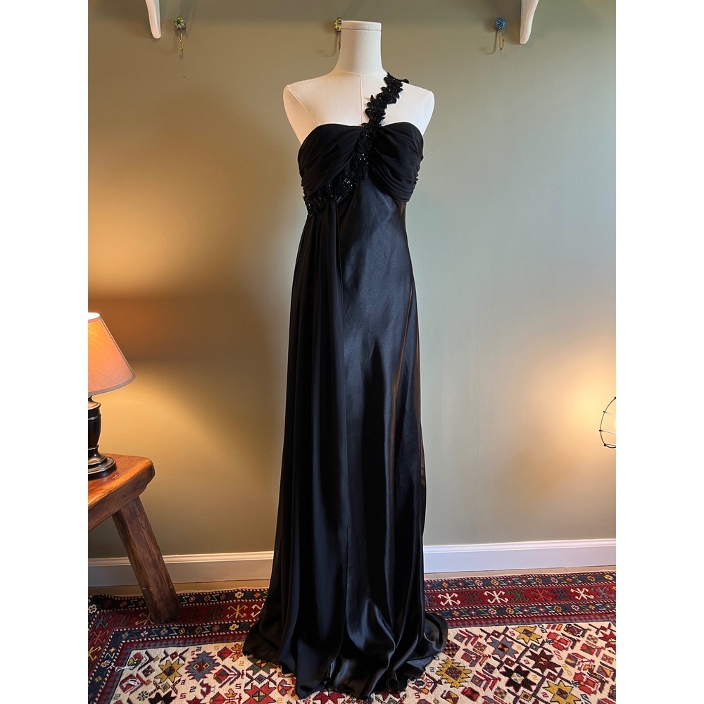 Beata Studio Los Angeles Black One Shoulder Sequin Lace‎ Formal Gown Size 11